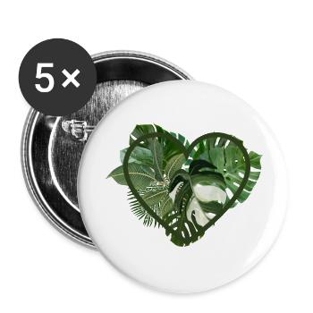 "Pflanzenherz" - Buttons groß 56 mm (5er Pack) - Weiß - Vorne