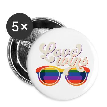 Glasses Love Gay Pride Rainbow - Buttons large 2.2''/56 mm (5-pack) - white - Front