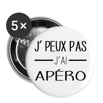 apéro - je peux pas j'ai apero best-seller - Lot de 5 grands badges (56 mm) - blanc - Devant