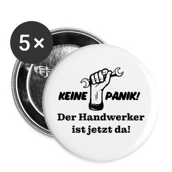 Keine Panik! Der Handwerker ist da! Technik, Azubi - Buttons groß 56 mm (5er Pack) - Weiß - Vorne