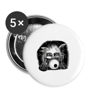 Batteur blanc - Lot de 5 grands badges (56 mm) - blanc - Devant