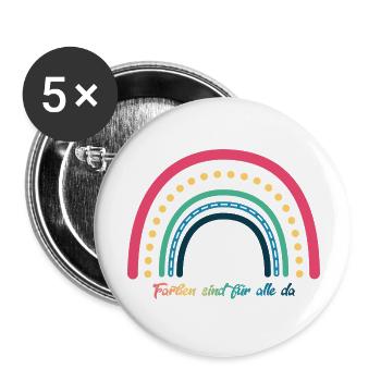 Farben sind für alle da - Buttons groß 56 mm (5er Pack) - Weiß - Vorne