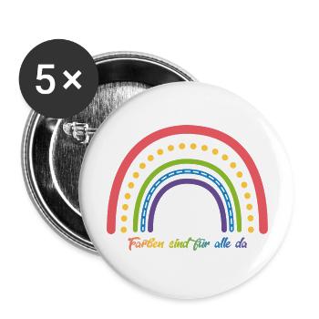 Farben sind für alle da - Buttons groß 56 mm (5er Pack) - Weiß - Vorne