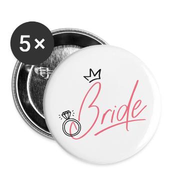 Team Braut - Buttons groß 56 mm (5er Pack) - Weiß - Vorne
