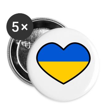 Ukraine Heart - Buttons large 2.2''/56 mm (5-pack) - white - Front