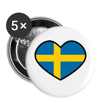 Sweden heart - Buttons large 2.2''/56 mm (5-pack) - white - Front