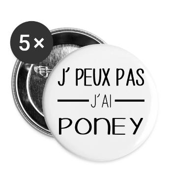 Poney - Lot de 5 grands badges (56 mm) - blanc - Devant