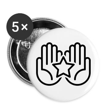Hände mit Stern - Buttons groß 56 mm (5er Pack) - Weiß - Vorne