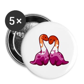 hugadino lesbisches Paar, süßer Dinosaurier, Dino - Buttons groß 56 mm (5er Pack) - Weiß - Vorne