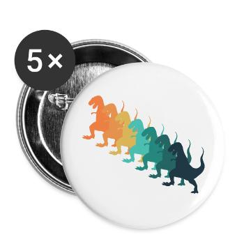 Retro-Dinosaurier - Buttons groß 56 mm (5er Pack) - Weiß - Vorne