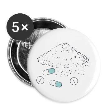 Complément alimentaire Pilules Poudre Comprimés - Lot de 5 grands badges (56 mm) - blanc - Devant