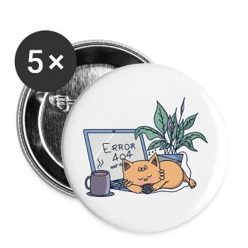 Cat Error 404 - Lot de 5 grands badges (56 mm) - blanc - Devant