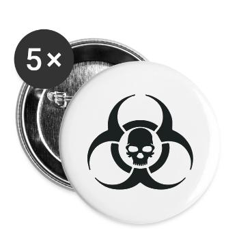 Symbole du crâne de risque biologique - Lot de 5 grands badges (56 mm) - blanc - Devant
