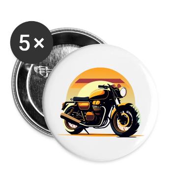 Moto au coucher du soleil - Lot de 5 grands badges (56 mm) - blanc - Devant