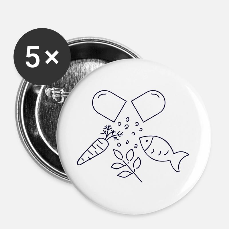 dietary food supplements - Buttons large 2.2''/56 mm (5-pack) - white