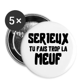meuf, cité, femme humour - Lot de 5 grands badges (56 mm) - blanc - Devant