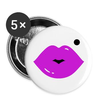 Lippen mit Muttermal - Buttons groß 56 mm (5er Pack) - Weiß - Vorne