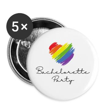 Bachelorette Party - Pride Edition - Buttons groß 56 mm (5er Pack) - Weiß - Vorne