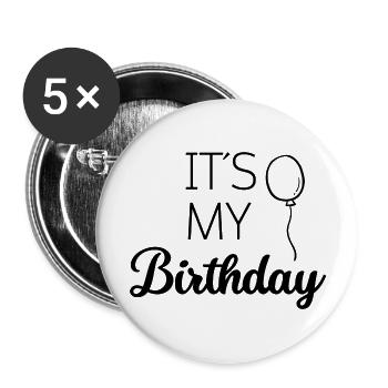 It´s my Birthday Balloon Geburtstags T-Shirt - Buttons large 2.2''/56 mm (5-pack) - white - Front