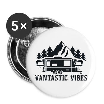 Vantastische Vibes! Van-Reise-Vibes - Buttons groß 56 mm (5er Pack) - Weiß - Vorne
