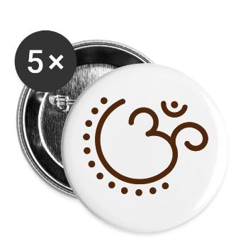 Meditation & Om-Zeichen - Buttons groß 56 mm (5er Pack) - Weiß - Vorne