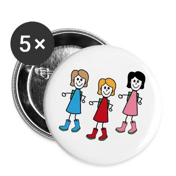 Femmes dans le style comique - Lot de 5 grands badges (56 mm) - blanc - Devant
