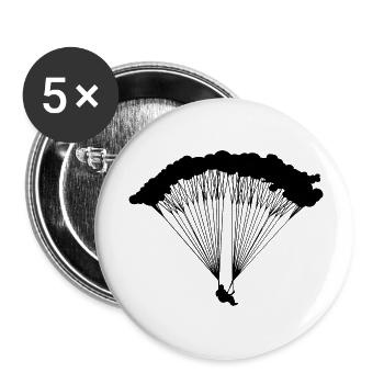 Parachutiste en silhouette nuageuse - Lot de 5 grands badges (56 mm) - blanc - Devant
