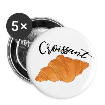 Croissant - Cuisine française - Lot de 5 grands badges (56 mm) - blanc - Devant