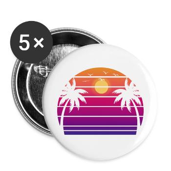 Sunset Flamingo Holiday Palm Tree - Buttons large 2.2''/56 mm (5-pack) - white - Front