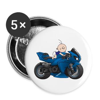 Garçon à moteur - Lot de 5 grands badges (56 mm) - blanc - Devant