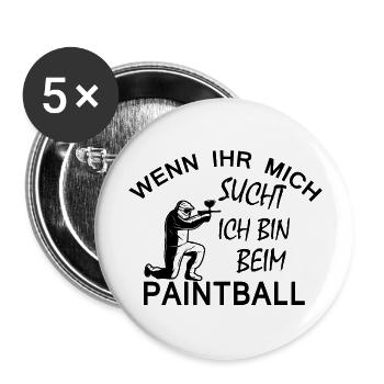 Paintball Airsoft - Buttons groß 56 mm (5er Pack) - Weiß - Vorne