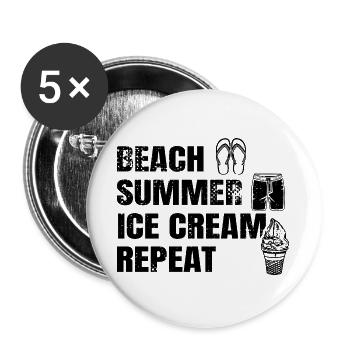 Beach Summer Ice Cream Repetition - Buttons large 2.2''/56 mm (5-pack) - white - Front