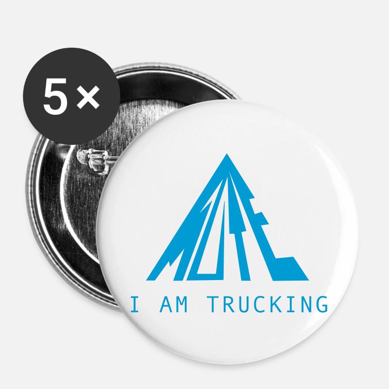 I AM TRUCKING - Blue design - Buttons large 2.2''/56 mm (5-pack) - white