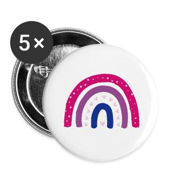 Bisexuell Rainbow Regenbogen Pride LGBTQ + Bi - Buttons groß 56 mm (5er Pack) - Weiß - Vorne