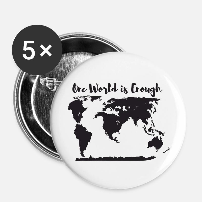 One world is enough - Buttons large 2.2''/56 mm (5-pack) - white