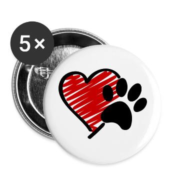 Dog Love - Buttons large 2.2''/56 mm (5-pack) - white - Front