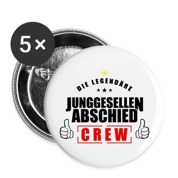 junggesellen crew 3 - Buttons groß 56 mm (5er Pack) - Weiß - Vorne