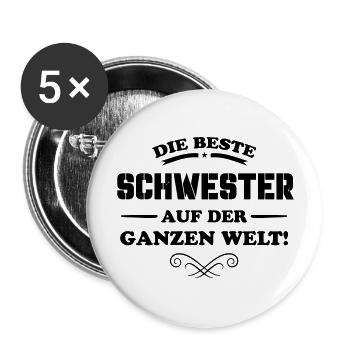 die beste schwester - Buttons groß 56 mm (5er Pack) - Weiß - Vorne