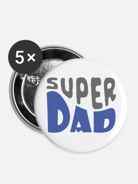 Superdad - Buttons groß 56 mm (5er Pack) - Weiß