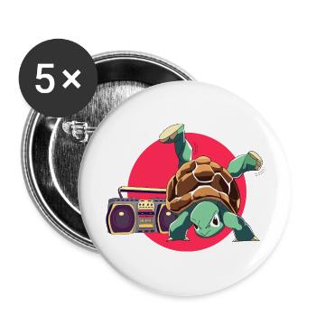 Breakdance Turtle Loco Animal Squad - Buttons large 2.2''/56 mm (5-pack) - white - Front