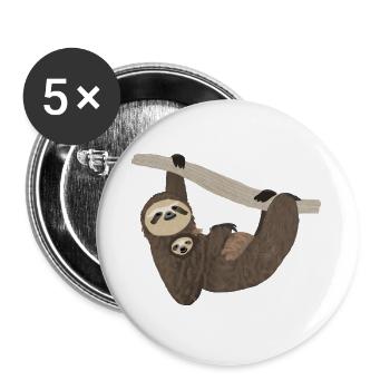 Sloth with baby, hand drawing - Buttons large 2.2''/56 mm (5-pack) - white - Front