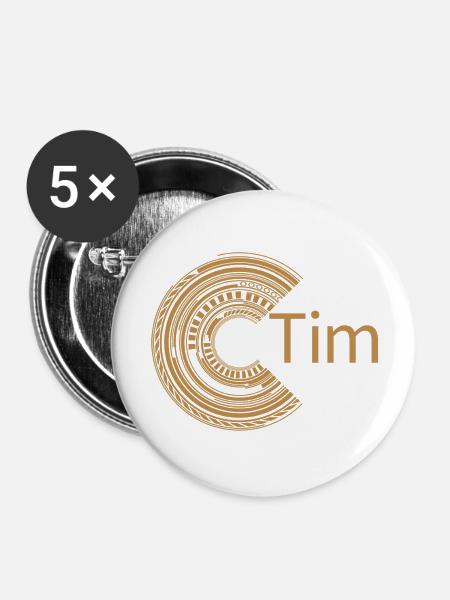 Für Tim - Buttons groß 56 mm (5er Pack) - Weiß