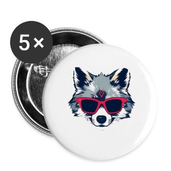 funny wolf - Buttons large 2.2''/56 mm (5-pack) - white - Front