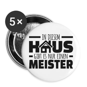 Hausmeister Sprüche Hauswart Facility Manager - Buttons groß 56 mm (5er Pack) - Weiß - Vorne