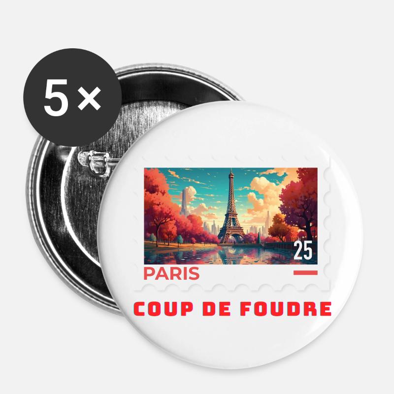 Paris - Buttons large 2.2''/56 mm (5-pack) - white
