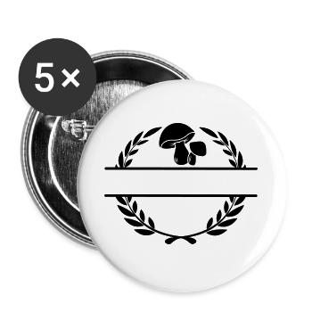 Pilzfarm-Logo - Buttons groß 56 mm (5er Pack) - Weiß - Vorne
