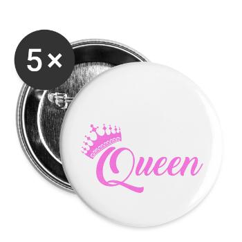 Badminton Queen Player Woman Girl - Buttons groß 56 mm (5er Pack) - Weiß - Vorne