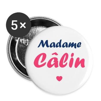 Madame câlin - Lot de 5 grands badges (56 mm) - blanc - Devant