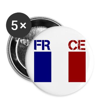France - Lot de 5 grands badges (56 mm) - blanc - Devant