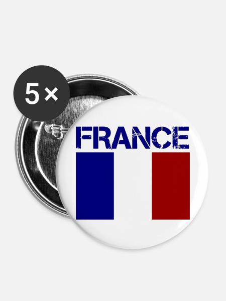 france - Buttons groß 56 mm (5er Pack) - Weiß